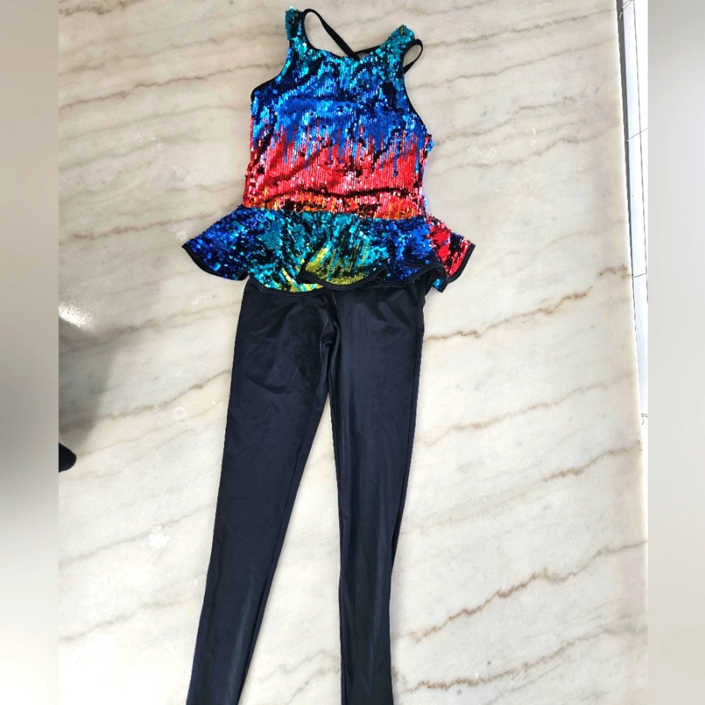 WEISSMAN Sequin Dance Competition Unitard, Size LC
